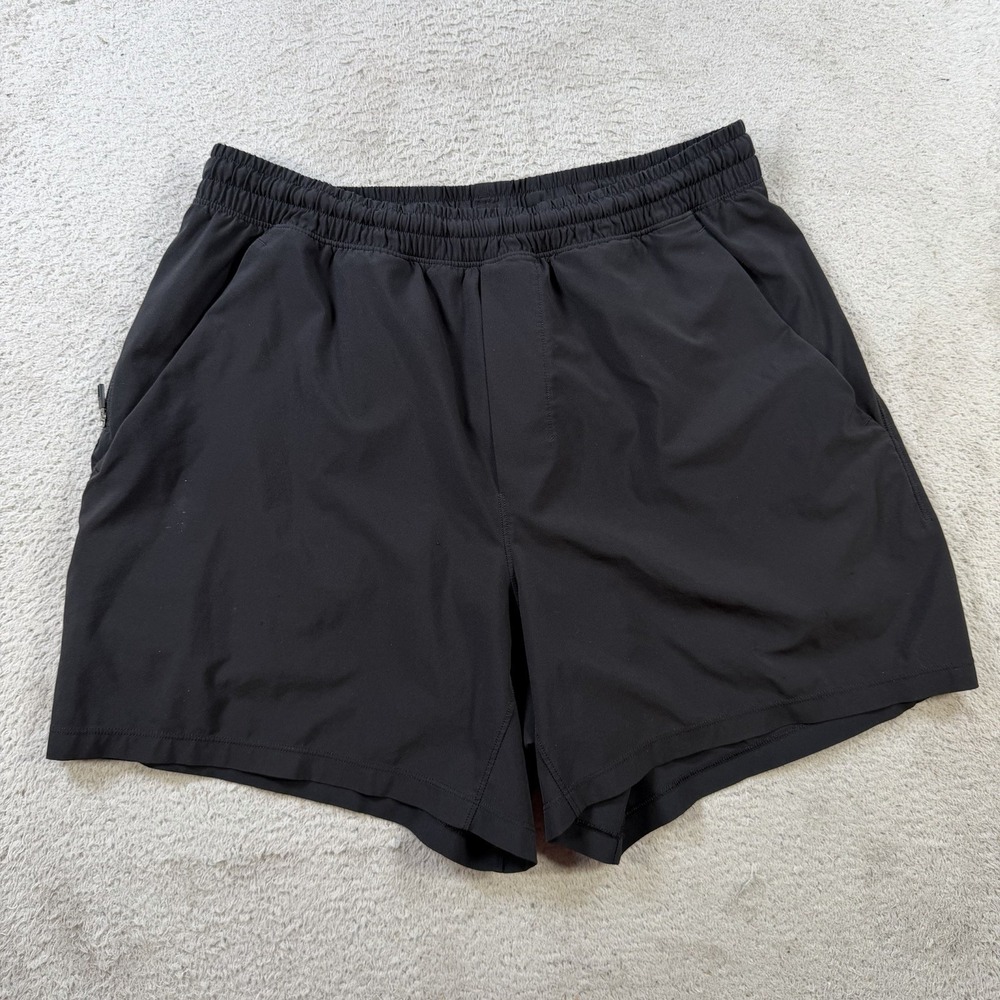 Lululemon Pace Breaker Shorts Men Small Black Lined Active Zip Pocket Drawstring